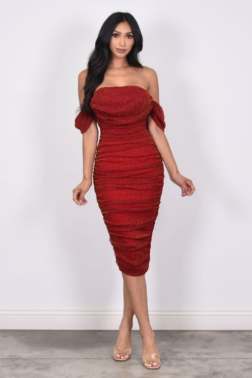 Champagne Chic Dress (Deep Red/Gold)