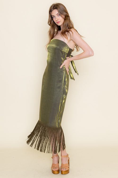 Fringe Frenzy Dress | Olive (Final Sale)