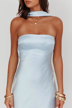 Satin Soiree Dress | Blue