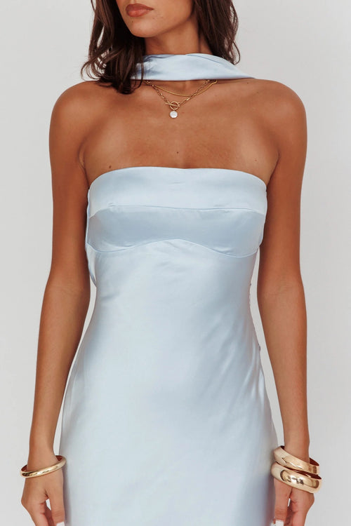 Satin Soiree Dress | Blue