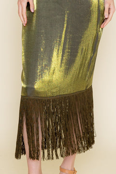 Fringe Frenzy Dress | Olive (Final Sale)