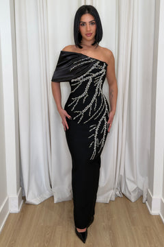 Crystal Cascade Dress | Black (FINAL SALE)