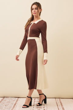 Brunch Date Dress | Brown/Cream