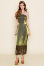 Fringe Frenzy Dress | Olive (Final Sale)