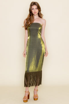 Fringe Frenzy Dress | Olive (Final Sale)