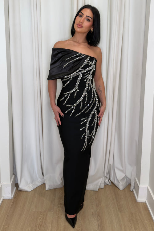 Crystal Cascade Dress | Black (FINAL SALE)