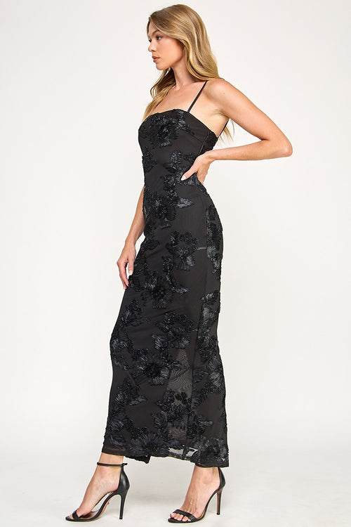 Floral Rosette Dress | Black