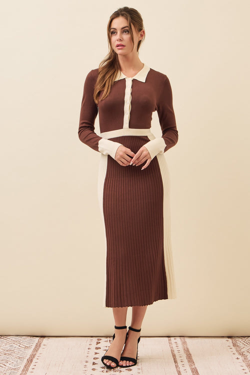 Brunch Date Dress | Brown/Cream