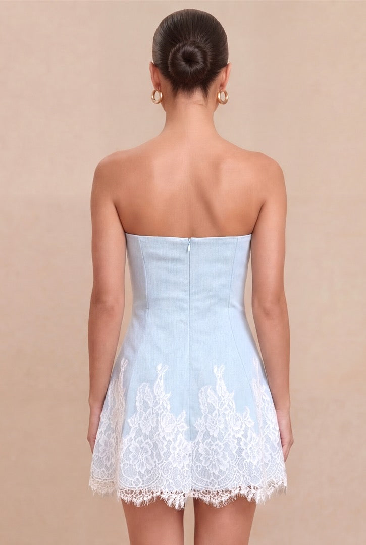 Nantucket Lace Dress | Denim/White – The Edge
