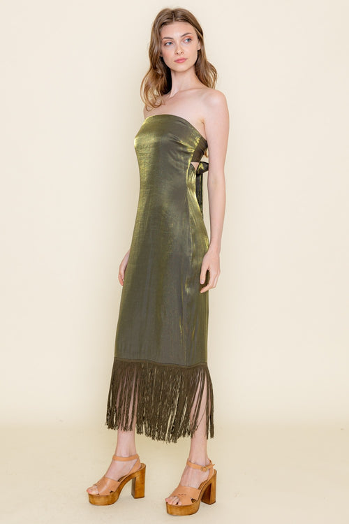 Fringe Frenzy Dress | Olive (Final Sale)