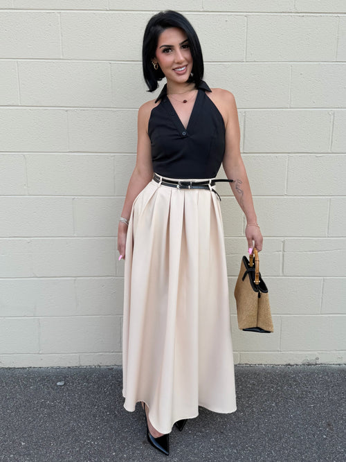 Madison Avenue Dress | Black/Champagne