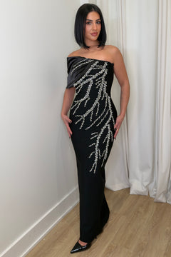 Crystal Cascade Dress | Black (FINAL SALE)