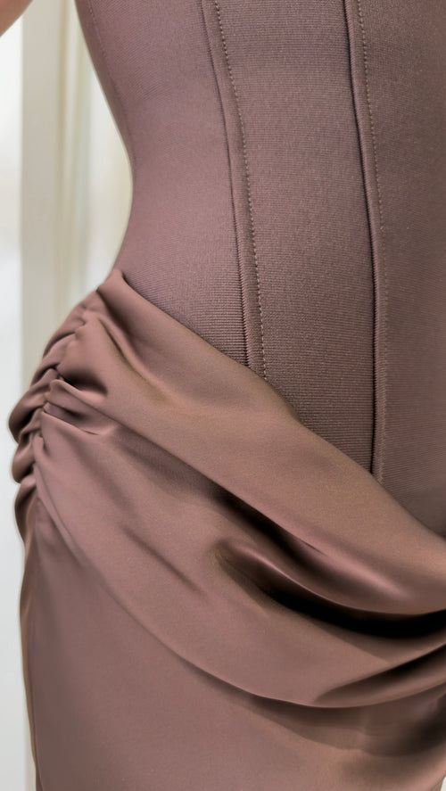 Draped In Drama Dress | Brown