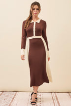 Brunch Date Dress | Brown/Cream