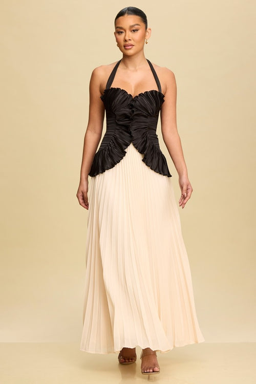 The Valencia Dress | Black/Beige