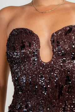 Sequin Storm Dress | Brown
