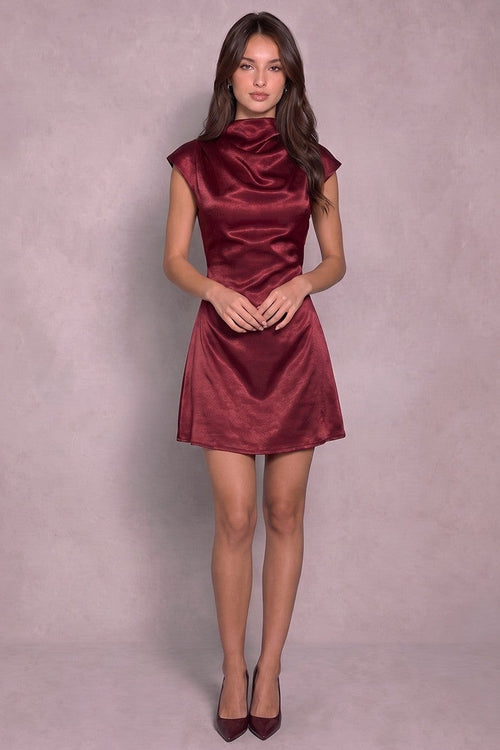 Satin State of Mind Dress | Burgundy