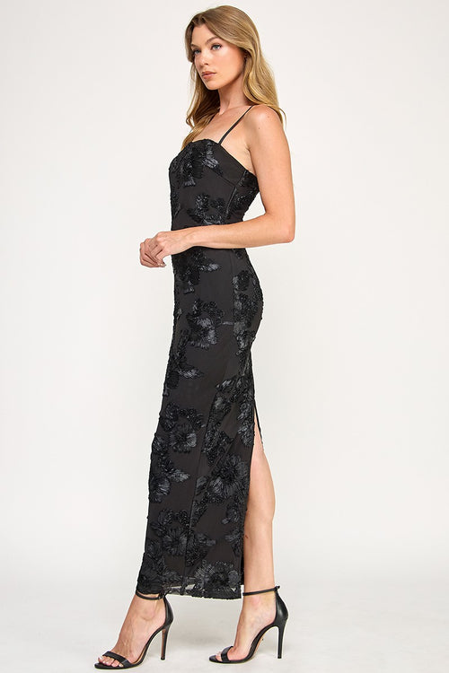 Floral Rosette Dress | Black
