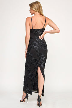 Floral Rosette Dress | Black