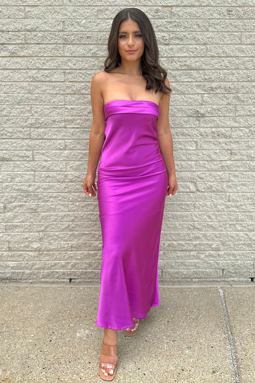 Satin Serenade Dress (Purple)