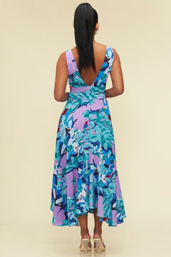 Summer in St. Lucia Dress (Teal/Multi) (FINAL SALE)