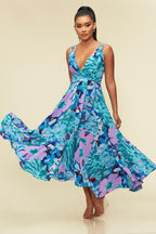 Summer in St. Lucia Dress (Teal/Multi) (FINAL SALE)