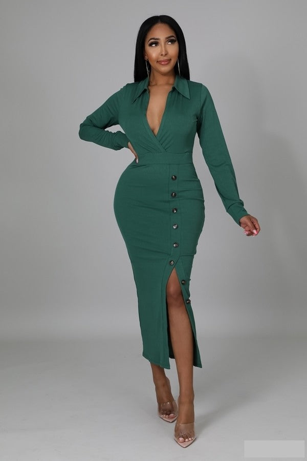 Dinner Outing Dress (Hunter Green) (FINAL SALE)