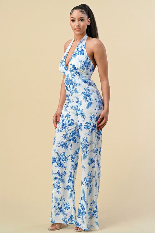 Special Holiday Jumpsuit (Ivory/Blue) (FINAL SALE)